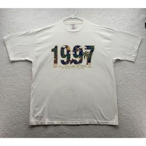 VTG JERZEES 1997‎ Florida T-Shirt Mens XL X-Large White Sunshine State Tropical